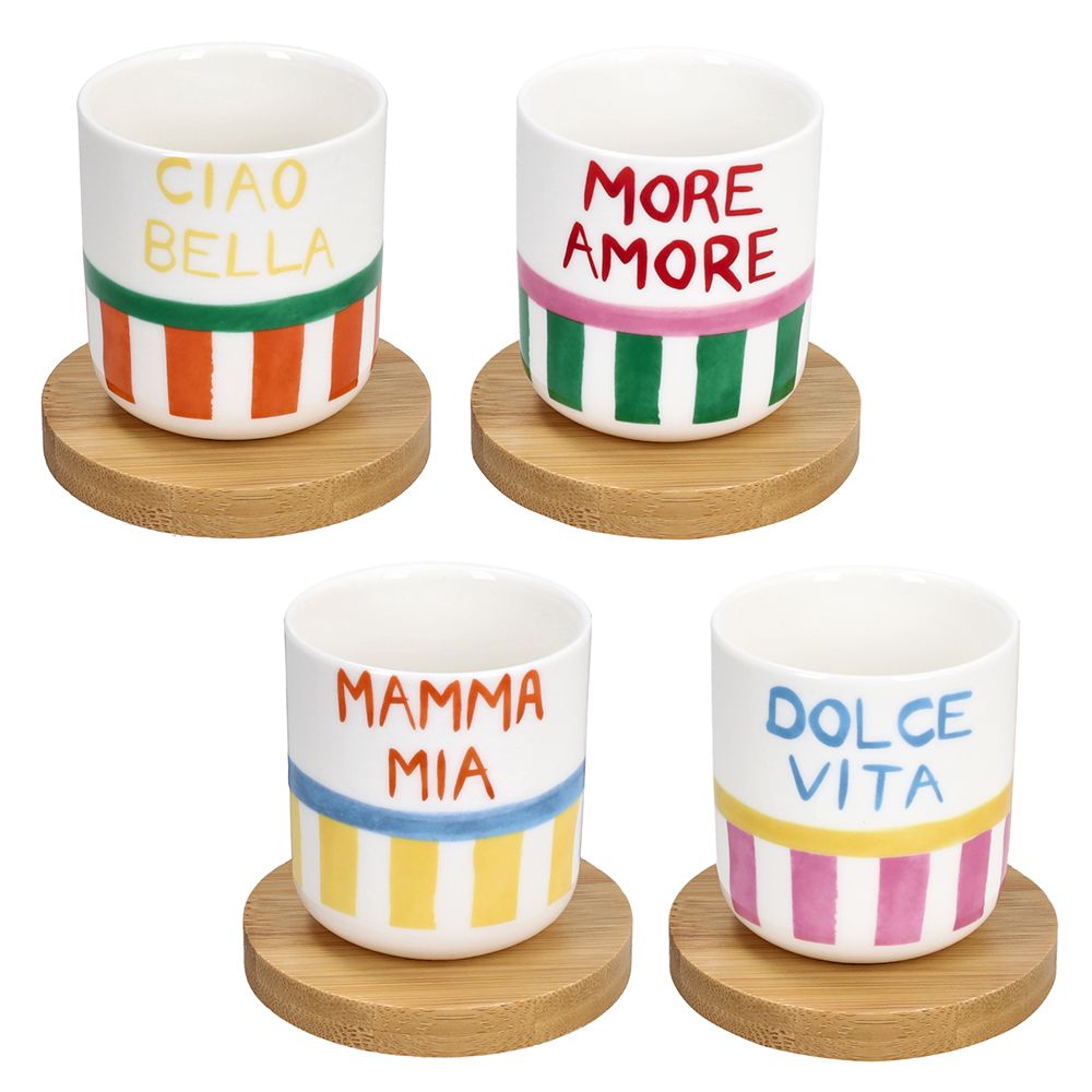 tognana tognana set 4 bicchieri caffe con piatto viva litalia 110 cc new bone china multicolor ean 8056444556193