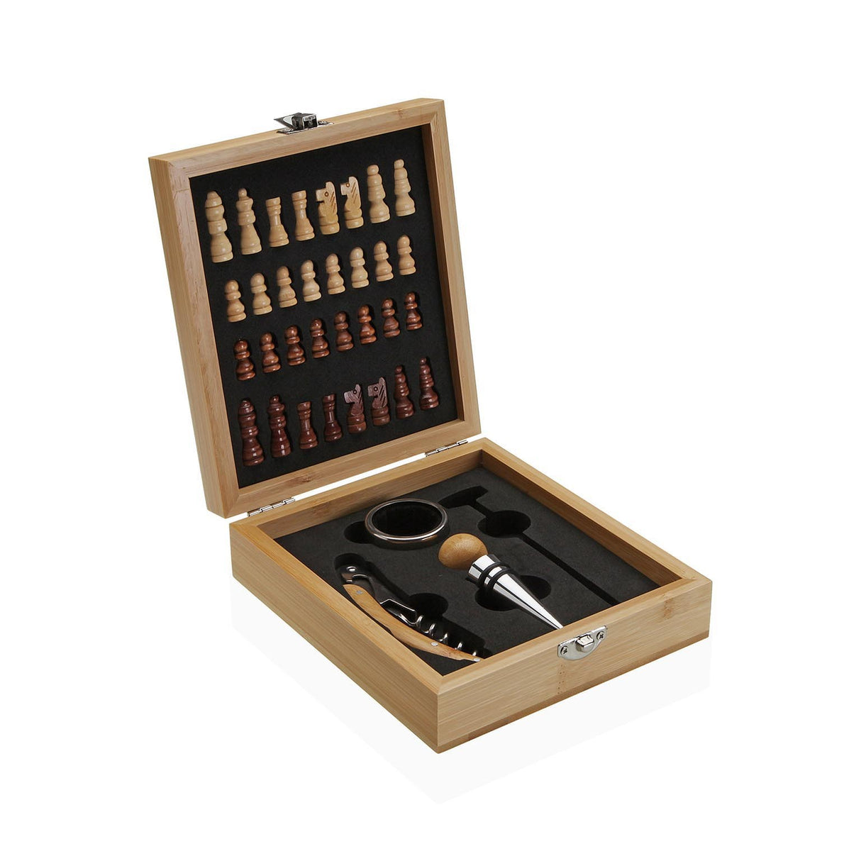 versa versa set vino 4 accessori con scacchi acciaio plastica ean 8420327566737