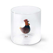 WD LifeStyle Borosilikatglas 250 ml Becher mit Huhn-Dekoration