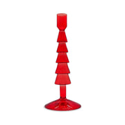 WD LifeStyle Kerzenhalter aus Glas H 22 cm Weihnachtsbaum-Form Farbe Rot