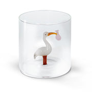 WD LifeStyle Borosilikatglas Becher 250 ml mit Rosafarbener Cigogne-Fagotto-Dekoration
