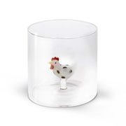 WD LifeStyle Borosilikat-Glas 250 ml mit weißer Huhn-Dekoration