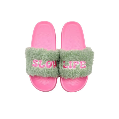 wd lifestyle wd lifestyle pantofole con strap decorazione slow life griogio rosa taglia sm ean 8055035686400
