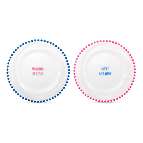 wd lifestyle wd lifestyle set 2 piattini d 195 cm in vetro decorazione moments of peace e sweet and slow rosa blu ean 8055035685021
