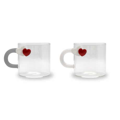 wd lifestyle wd lifestyle set 2 tazzine caffe vetro borosilicato 130 ml decoro cuori ean 8055035681344