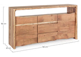 bizzotto bizzotto credenza 2 ante 3 cassetti eneas l 160 cm h 85 cm p 45 cm legno di acacia ean 8051836130524