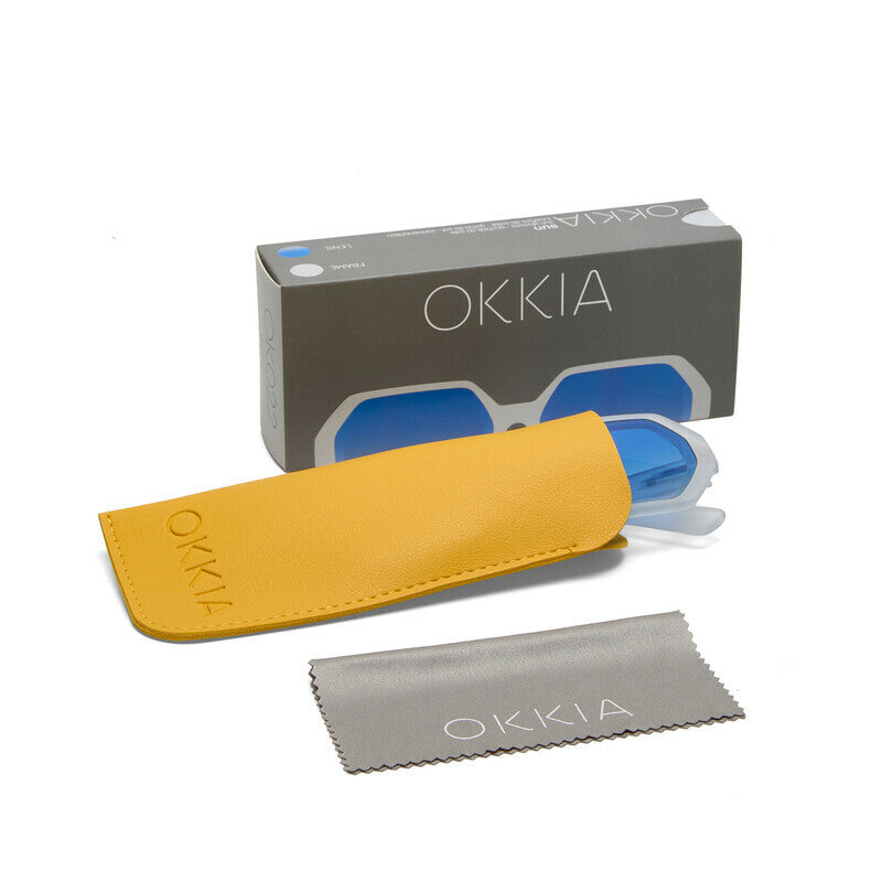 okkia okkia occhiale da sole premontato esagonale mod andrea soft touch translucent clear lenti dark blue ean 8056211375590