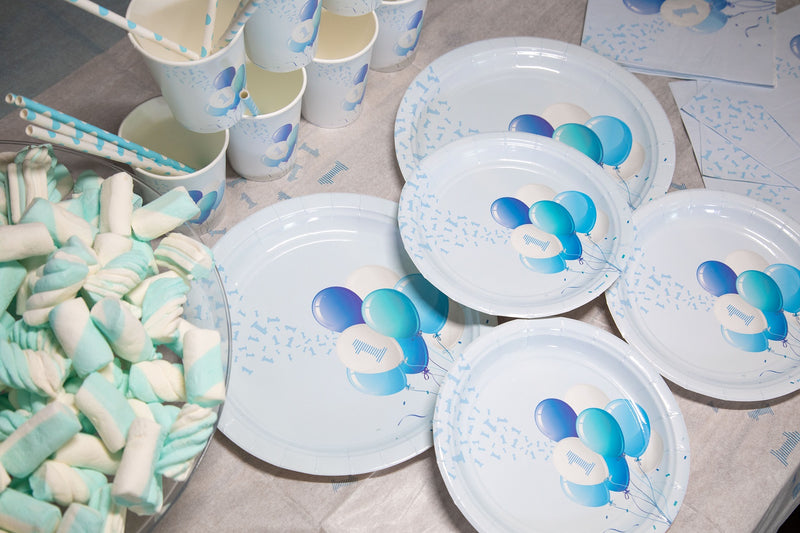 bigiemme bigiemme bicchiere carta 250 ml 1 compleanno palloncini azzurro 8 pz ean 8054317181817