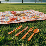 Coltelli monouso arancio Dopla in plastica alimentare resistente, conf. 20 pz: igienici, pronti all'uso. Ideali per feste, picnic e catering.