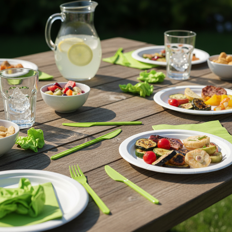 Coltelli monouso verde acido Dopla in plastica alimentare, conf. 20 pz: igienici, pronti all'uso. Ideali per feste, picnic e catering.