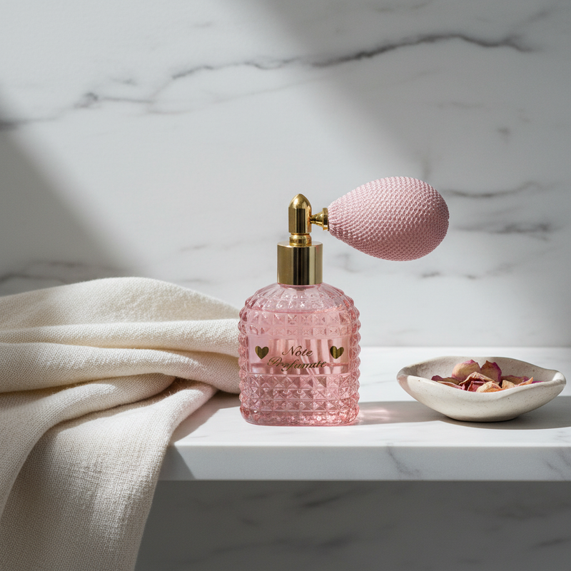 Profuma casa ed eventi con stile: diffusore spray Etiemme in vetro sfaccettato 12 cm, 3 colori pastello. Bomboniera luxury pronta al dono.