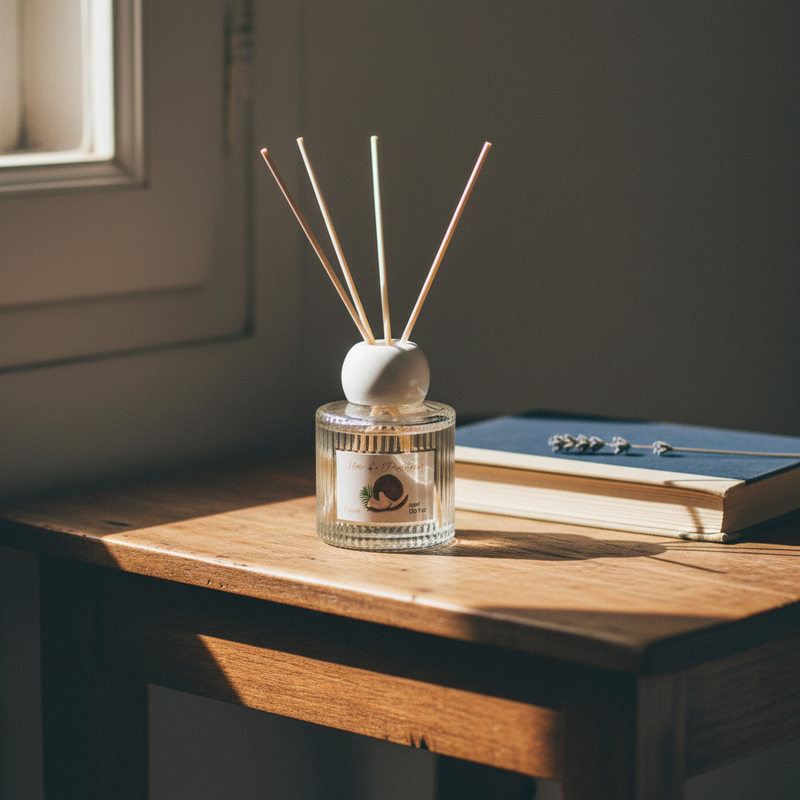 Profuma ogni stanza con il diffusore ETM al cocco 50 ml, H.7 cm, pronto all'uso. Ideale per casa, ufficio e contract. bomboniera