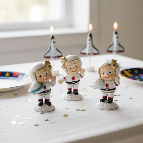 Figurina astronauta spazio Etm in resina 6 cm: bomboniera originale bambini e compleanno. Venduta singolarmente, 3 varianti. 