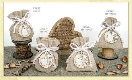 etm etm sacchetti ruota bag bomboniera portaconfetti 10 x 12 cm comunione avana 12 pz ean 8057500589100