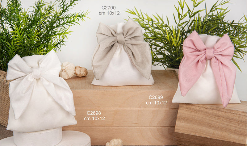 etm etm sacchetto brillo fiocco bag bomboniera portaconfetti 10 x 12 cm beige 10 pz ean 8057500589865
