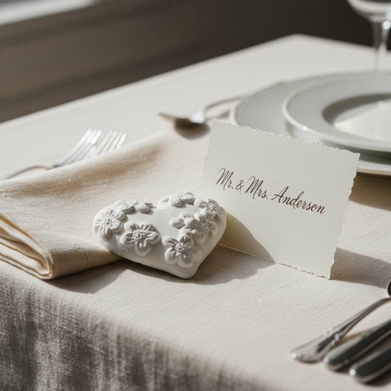 Decora bomboniere e segnaposto con il gesso cuore fiori Etm, bianco opaco, 3,5 cm, conf. 12 pz. Personalizzabile, dettaglio raffinato.
