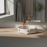 Svuota tasca tondo Etm ecopelle bianco Ø 18 cm: porta chiavi, gioielli e monete con stile. Bomboniera e regalo.
