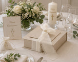 larcolaio larcolaio box liscia portaconfetti 13 x 13 x 4 cm bomboniera tortora con chiffon 1 pz ean 8059558632234