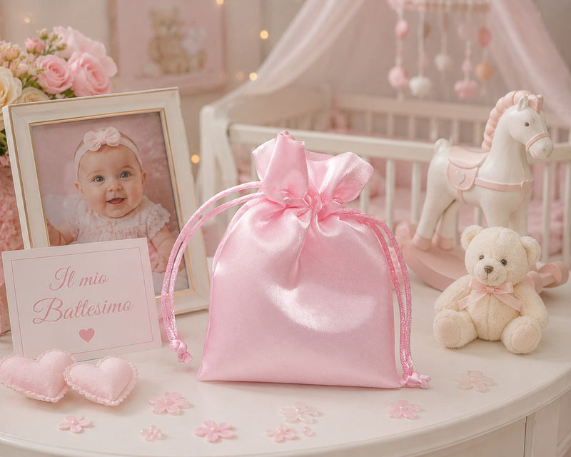 larcolaio larcolaio sacchetto organza lucido 9x12 cm portacanfetti rosa bomboniera elegante 12 pz ean 8059558631619