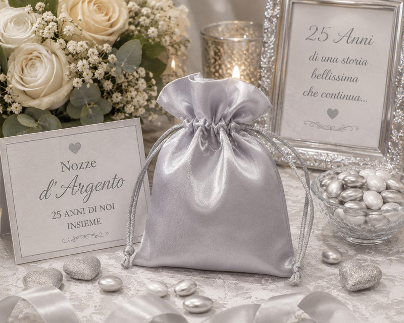 larcolaio larcolaio sacchetto organza lucido 9x12 cm portacanfetti silver bomboniera elegante 12 pz ean 8059558631633