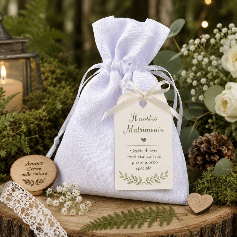 larcolaio larcolaio sacchetto tessuto 9x12 cm portacanfetti bianco bomboniera elegante 12 pz ean 8054751444264