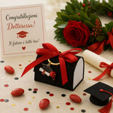 larcolaio larcolaio scatola box con portachiavi bomboniera 7 x 5 cm portaconfetti laurea nera 1 pz ean 8059558631268