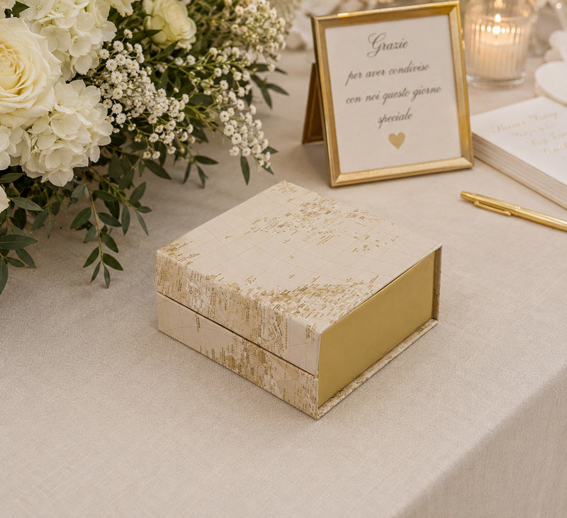 larcolaio larcolaio scatola degustazione mappamondo 128 x 134 x 4 cm bianco oro 1 pz ean 8054751443731