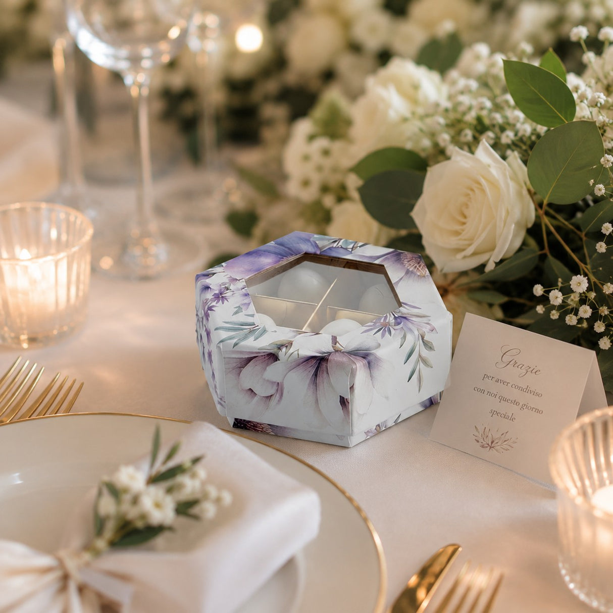 larcolaio larcolaio scatola flowers portaconfetti 8 x 8 x 35 cm bomboniera violet 1 pz ean 8059558632524