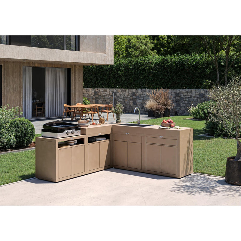 le marquier le marquier mobile piano di lavoro con ante 80 x 55 cm h 79 cm taupe top sabbia per cucina outdoor e plancha ean 3339380176898