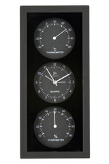 lowell lowell orologio da parete o appoggio con sveglia termometro e igrometro 12 x 26 cm ass bianco nero o grigio 1 pz ean 8008457153326