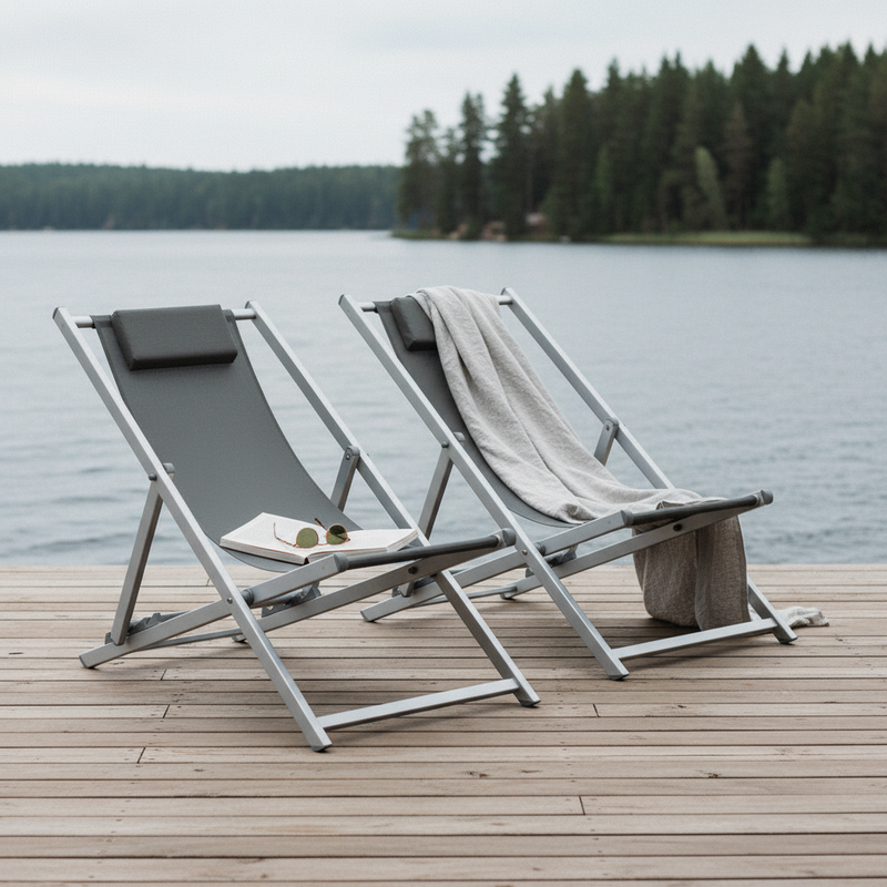 moia greenwood moia greenwood sdraio mare professionale in alluminio e textilene grigio lettino spiaggia regolabile design moderno ean 8013054838859