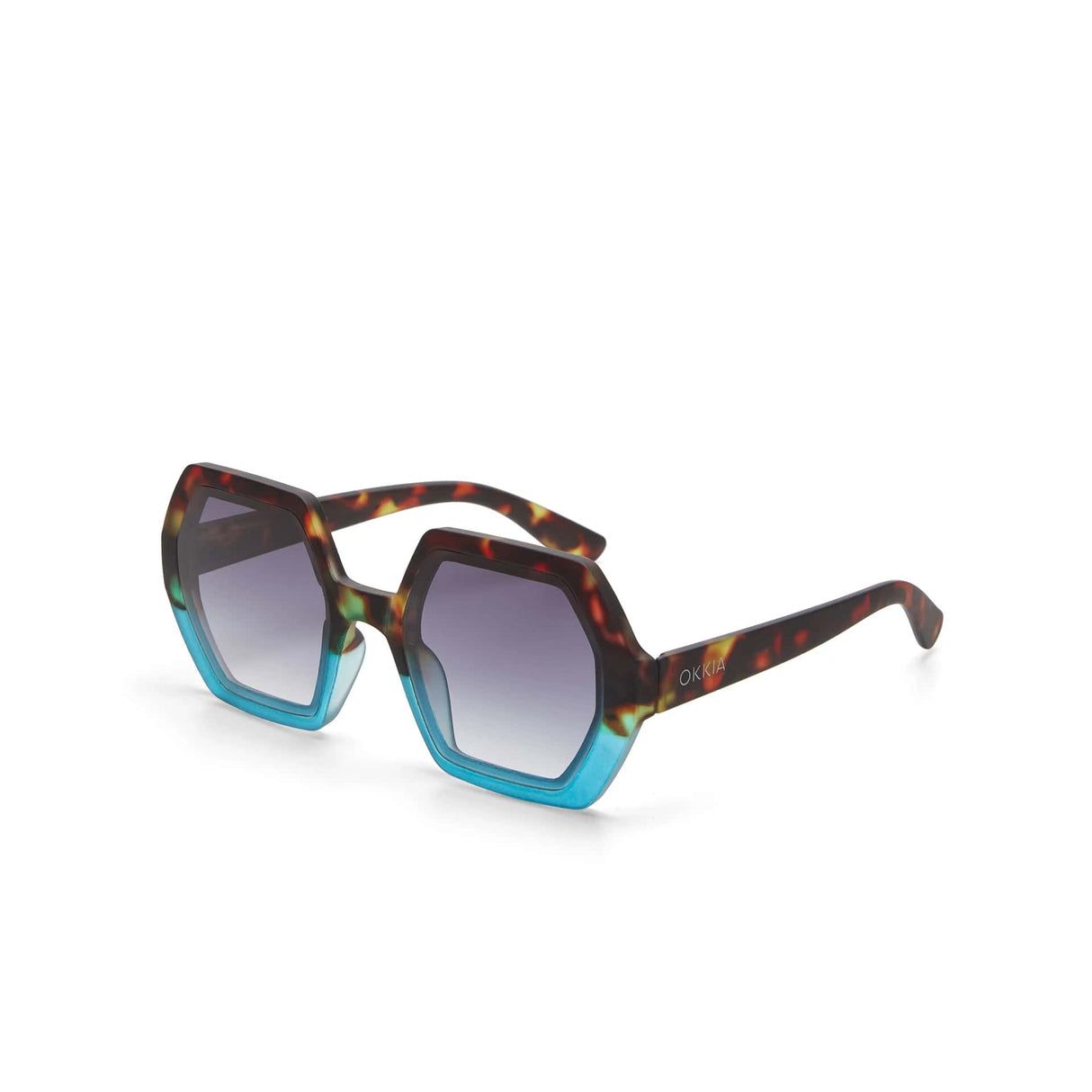 okkia okkia occhiale da sole premontato esagonale mod emma havana blue ean 8055773198036