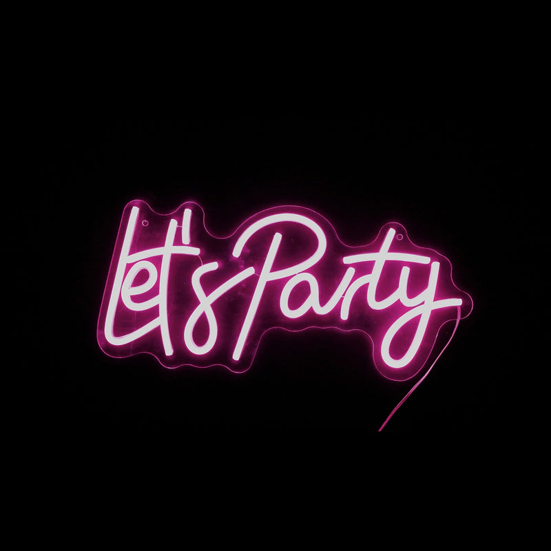 regalo italiano regalo italiano insegna neon led lets party 18 x 40 cm decorazione luminosa da parete ean 8057586212213