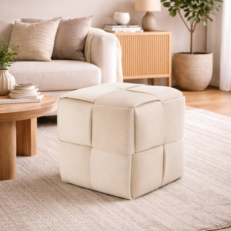 regalo italiano regalo italiano pouf in velluto beige 37 x 37 cm h 37 cm pouf contenitore design moderno arredo casa ean 8057586207745