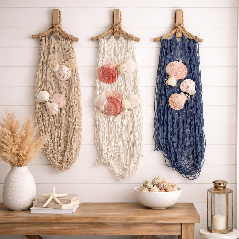 regalo italiano regalo italiano rete decorativa in cotone con conchiglie 120 x 250 cm decorazione mare parete casa 1 pz ean 8057586101616