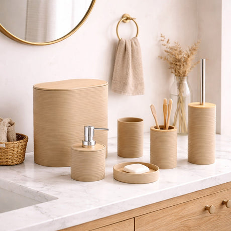 regalo italiano regalo italiano set bagno 6 pezzi plastica e bamboo ass accessori bagno moderni 1 pz ean 8057586207882