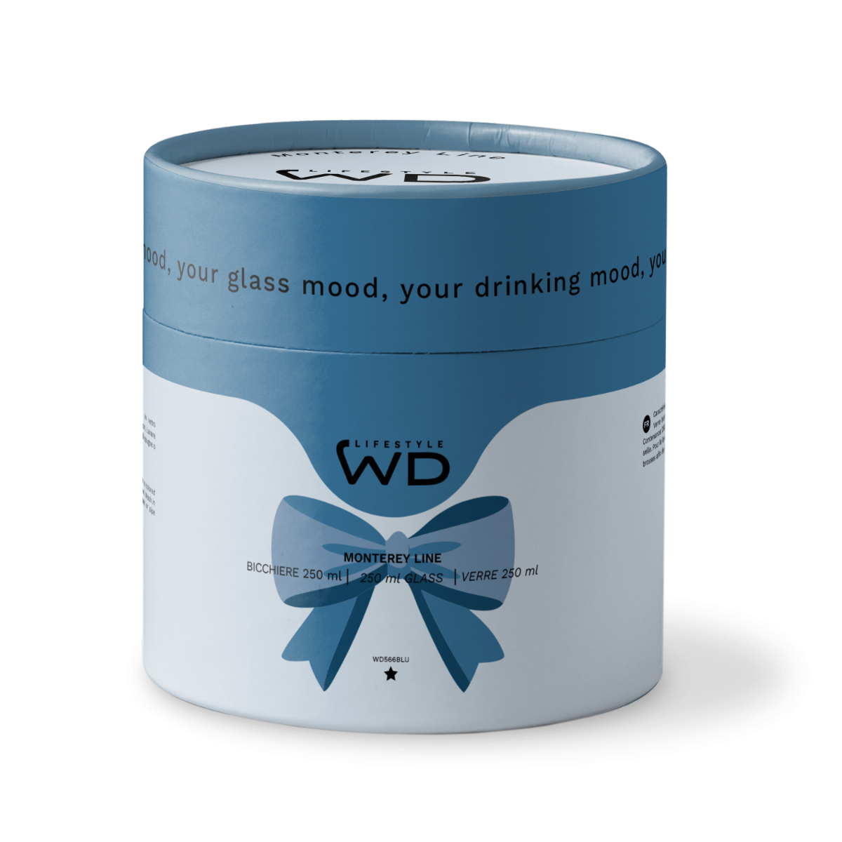 wd lifestyle wd lifestyle bicchiere vetro borosilicato cc 250 ml decoro fiocco blu ean 8055035680590