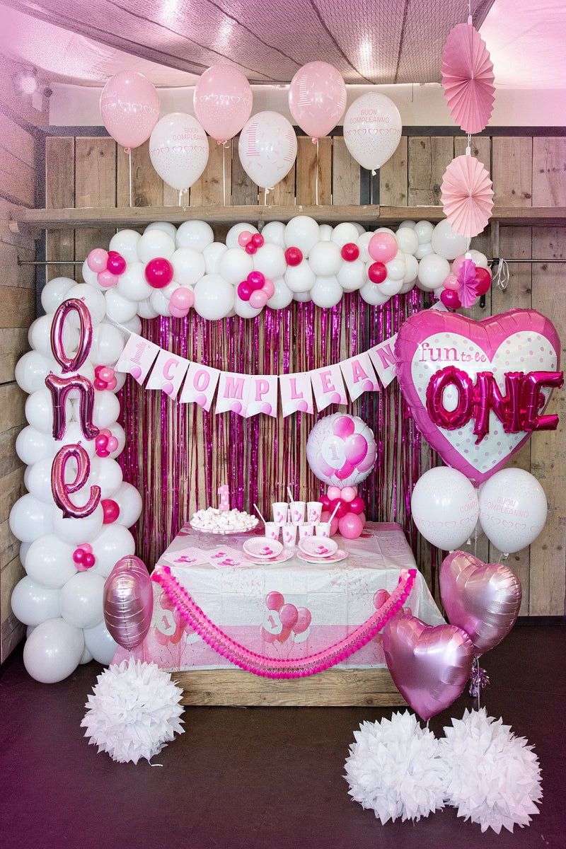 bigiemme bigiemme bicchiere carta 250 ml 1 compleanno palloncini rosa 8 pz ean 8054317181862