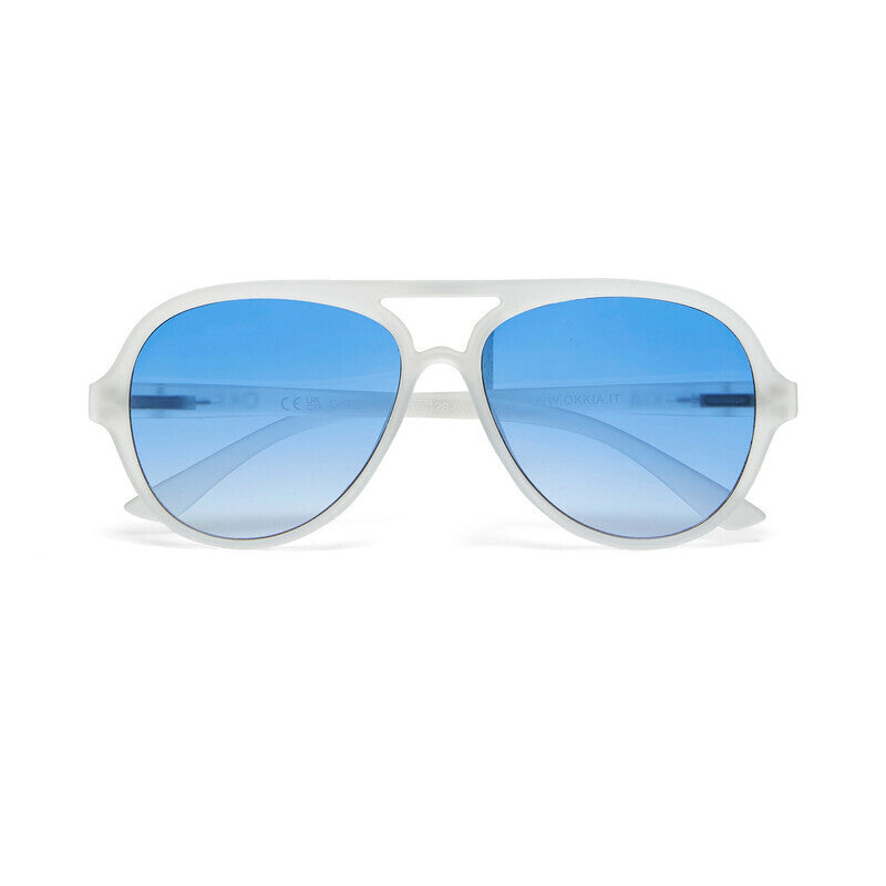 okkia okkia occhiale da sole premontato a forma di goccia mod alessio translucent clear lenti dark blue ean 8056211375408