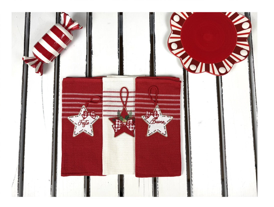 preziosa home preziosa home set 3 pz strofinacci natale sommaruga ass nidone ricamati 50 x 70 cm bianco rosso 1 pz ean 8050264038594