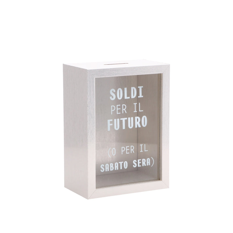 regalo italiano regalo italiano salvadanaio mdf e vetro ass 13 x 8 cm h 16 cm porta risparmi decorativo moderno casa 1 pz ean 8057586200920