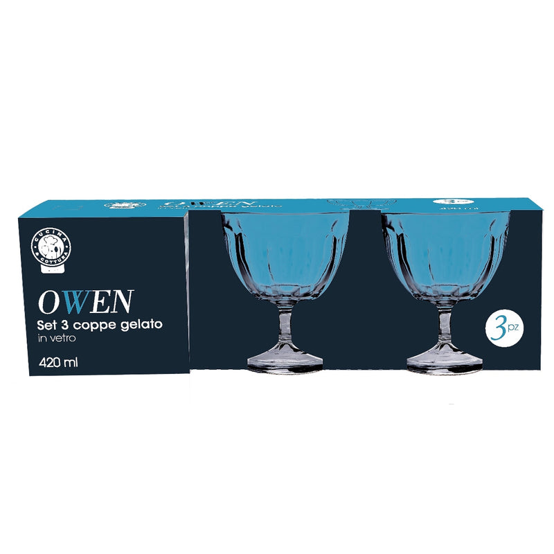 regalo italiano regalo italiano set 3 coppe gelato owen 420 ml d 11 cm h 12 cm vetro ean 8057586170711