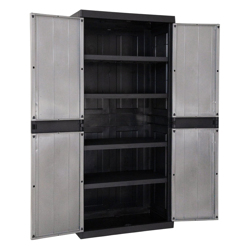 toomax toomax armadio 2 ante garage mega utility cabinet con ripiani mobile porta attrezzi con 4 ripiani regolabili ean 8009371022248