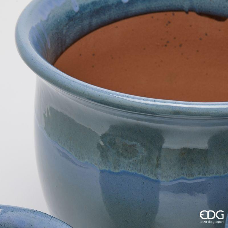 edg enzo de gasperi edg enzo de gasperi set 3 pz vaso cachepot bombato h 32 cm h 24 cm h 20 cm ceramica azzurro ean 8059824615367