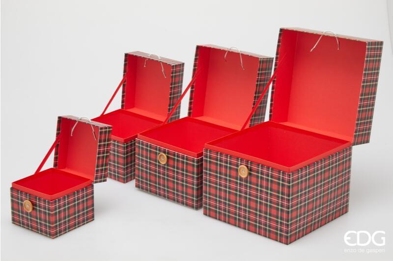 edg enzo de gasperi edg enzo de gasperi set 4 scatole decorative natale quadrata h 22 cm h 18 cm h 15 cm h 12 cm green red ean 8059824602794