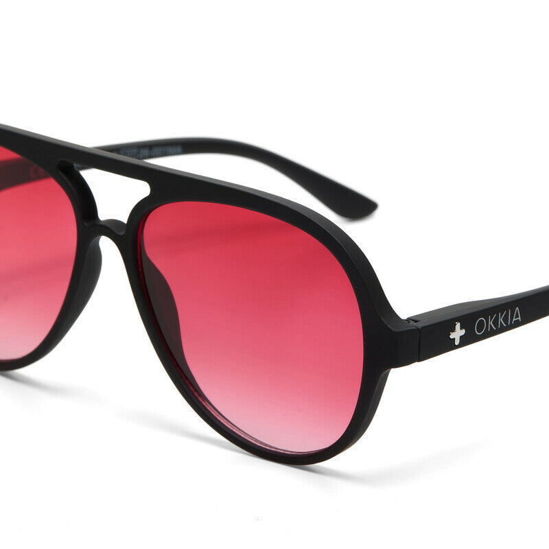 okkia okkia occhiale da sole premontato a forma di goccia mod alessio soft touch black lenti red ean 8056211375576