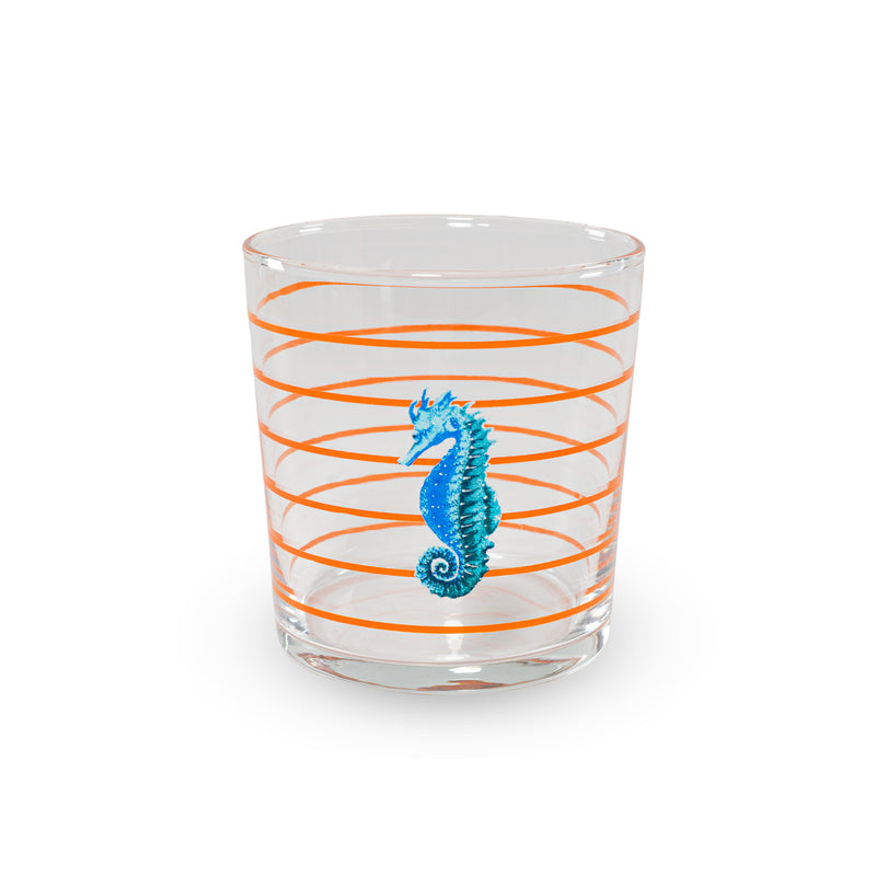 wd lifestyle wd lifestyle set 4 bicchieri in vetro 300 ml decoro mare con righe arancioni ean 8055035685298