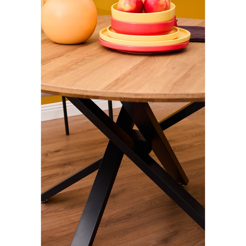 di mo commerciale di mo commerciale tavolo rotondo jasper d 120 cm h 75 cm piano mdf effetto noce naturale con gambe in metallo ean 8010402491193