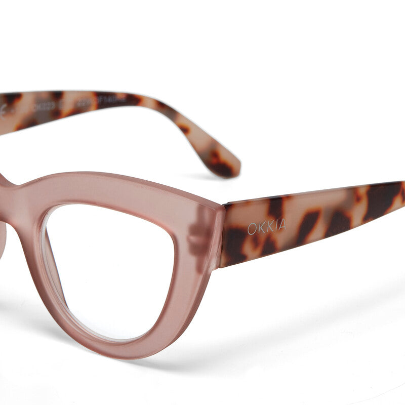 okkia okkia occhiale da lettura mod claudia premontato gatto soft touch pink havana diottrie 3 00 ean 8055773193055