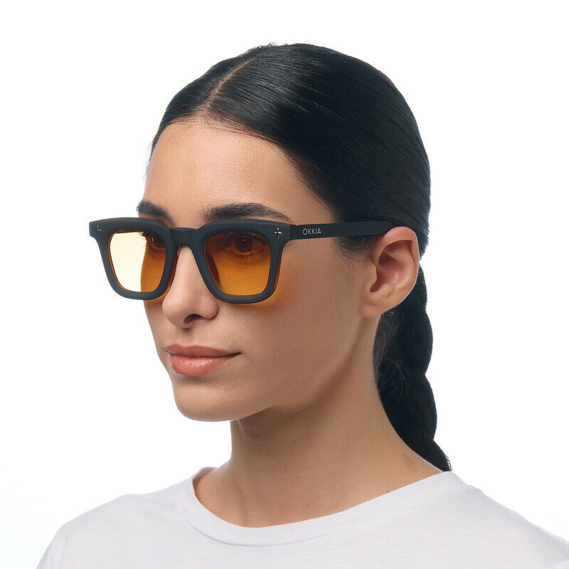 okkia okkia occhiale da sole premontato mod firenze soft touch black havana lenti yellow ean 8056211375712